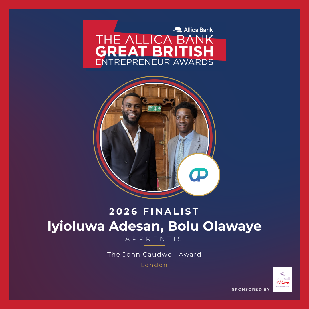 Iyioluwa Adesan and Bolu Olawaye as 2026 finalists at the Great British Entrepreneur Awards